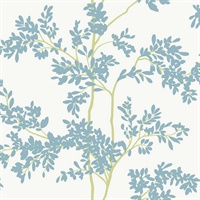 White & Aqua Lunaria Silhouette Wallpaper