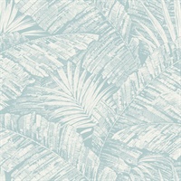 White & Blue Palm Cove Toile Wallpaper