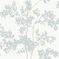 White & Cloud Blue Lunaria Silhouette Wallpaper