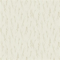 White & Gold Sprigs Wallpaper