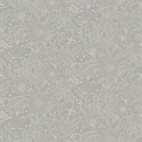Wilma Grey Floral Block Print Wallpaper