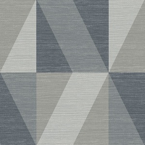 Winslow Slate Geometric Faux Grasscloth Wallpaper