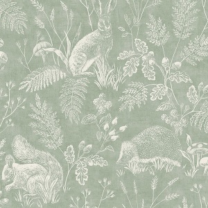 Woodland Light Grey Toile Wallpaper