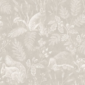 Woodland Light Grey Toile Wallpaper