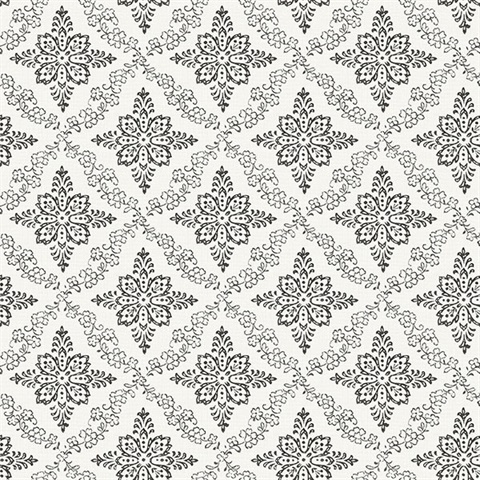Wynonna Black Geometric Floral Wallpaper