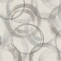 Yorick Grey Distressed Circle Wallpaper
