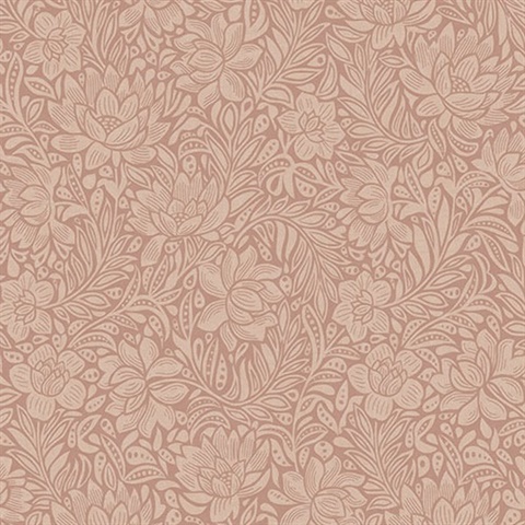 Zahara Coral Floral Wallpaper