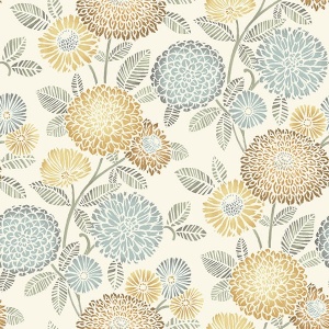 Zalipie Apricot Floral Trail Wallpaper